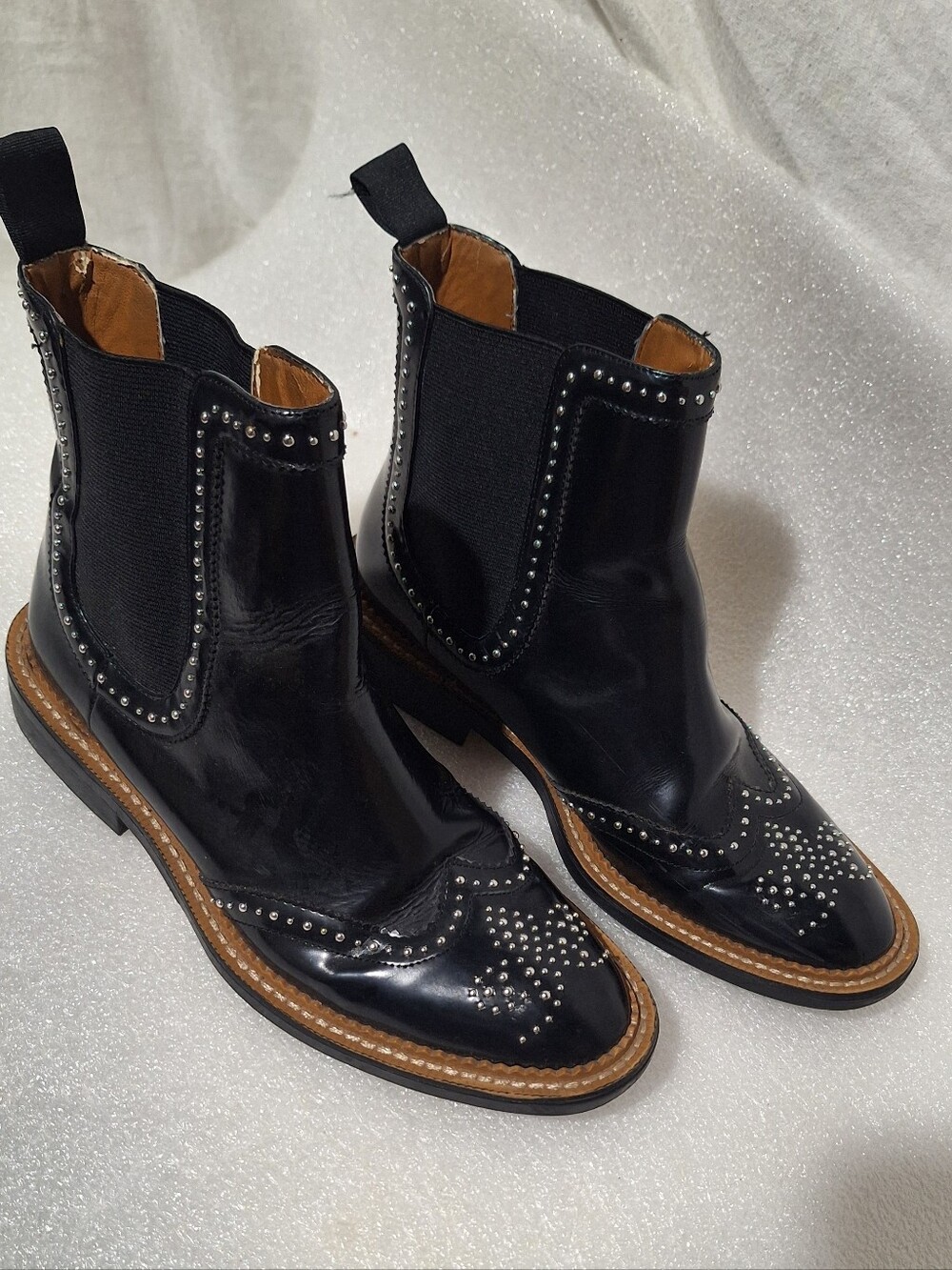 Black Studded Chelsea Boots - Women